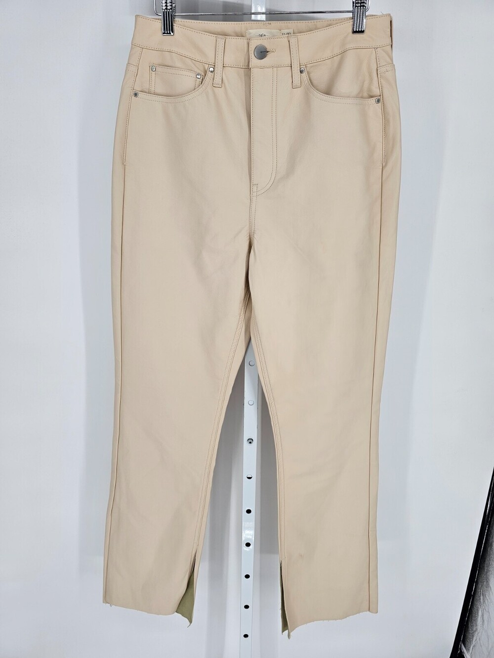tgla Juniors Sz 11 (30") Straight Leg Vegan Leather Pants Light Tan